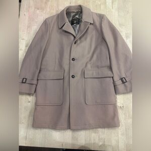 Men's Elegant Beige Trench Coat, wool w/ flannel lining